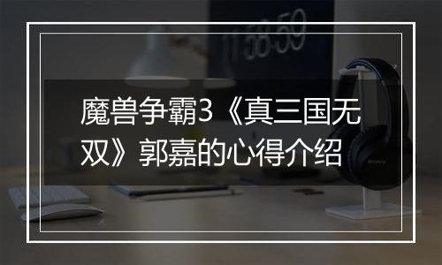 魔兽争霸3《真三国无双》郭嘉的心得介绍