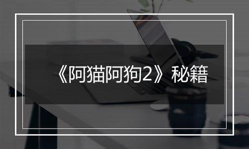 《阿猫阿狗2》秘籍