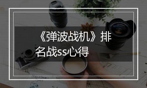 《弹波战机》排名战ss心得