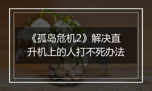 《孤岛危机2》解决直升机上的人打不死办法