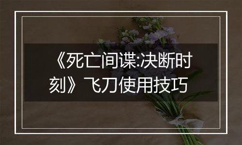 《死亡间谍:决断时刻》飞刀使用技巧