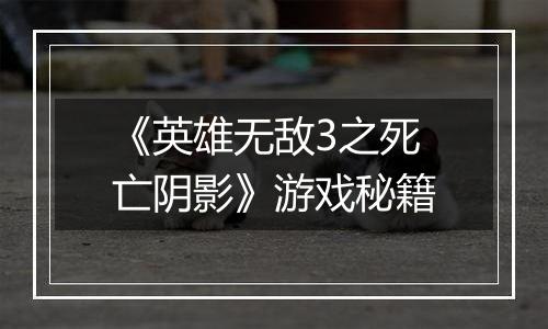 《英雄无敌3之死亡阴影》游戏秘籍