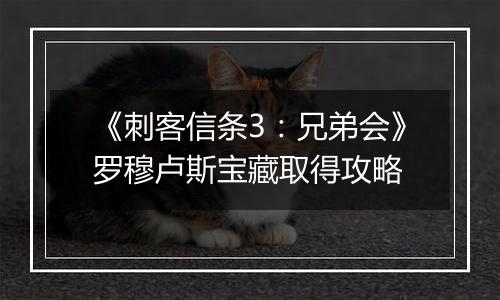 《刺客信条3：兄弟会》罗穆卢斯宝藏取得攻略