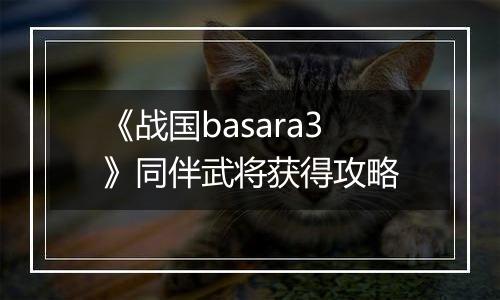 《战国basara3》同伴武将获得攻略