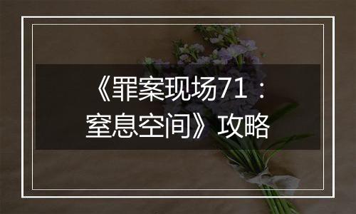 《罪案现场71：窒息空间》攻略