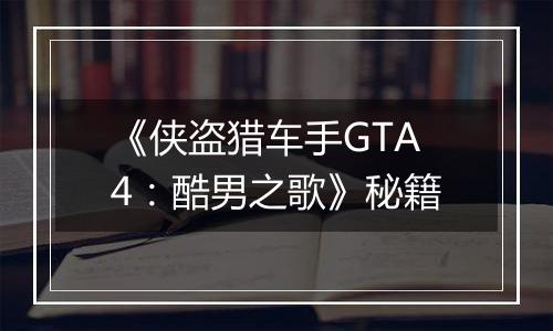 《侠盗猎车手GTA4：酷男之歌》秘籍