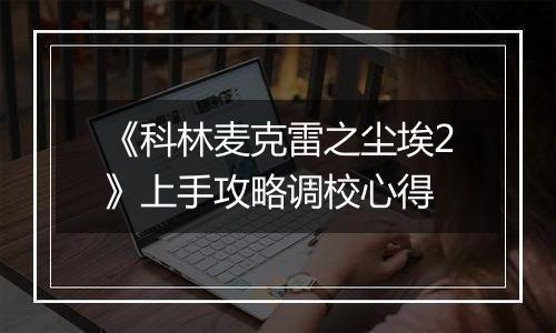 《科林麦克雷之尘埃2》上手攻略调校心得