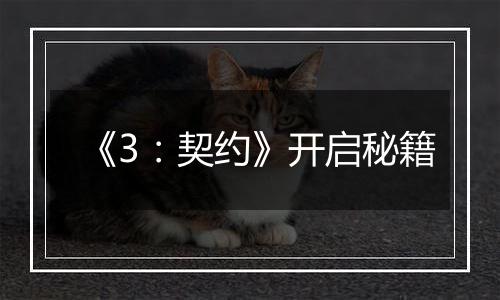《3：契约》开启秘籍