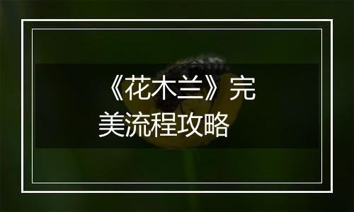 《花木兰》完美流程攻略