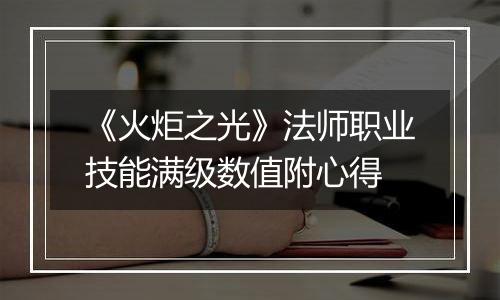 《火炬之光》法师职业技能满级数值附心得