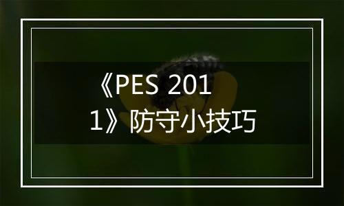 《PES 2011》防守小技巧