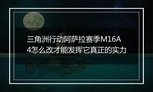 三角洲行动阿萨拉赛季M16A4怎么改才能发挥它真正的实力