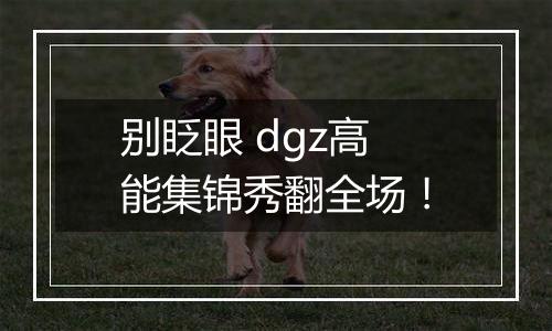 别眨眼 dgz高能集锦秀翻全场！