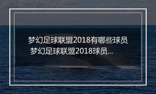 梦幻足球联盟2018有哪些球员 梦幻足球联盟2018球员汇总