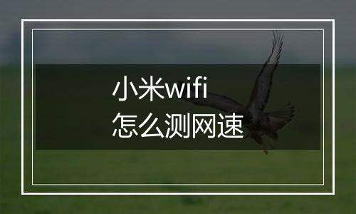 小米wifi怎么测网速