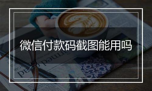 微信付款码截图能用吗