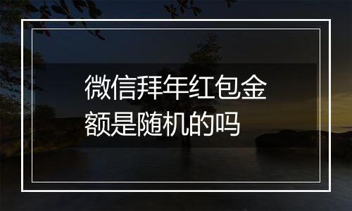 微信拜年红包金额是随机的吗