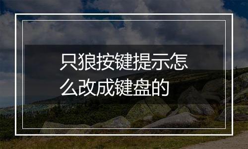 只狼按键提示怎么改成键盘的