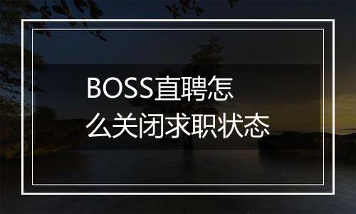 BOSS直聘怎么关闭求职状态