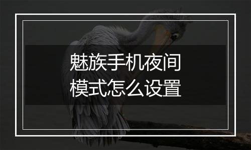 魅族手机夜间模式怎么设置