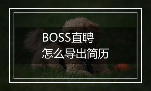 BOSS直聘怎么导出简历