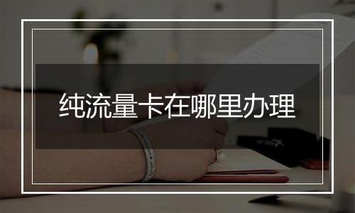 纯流量卡在哪里办理