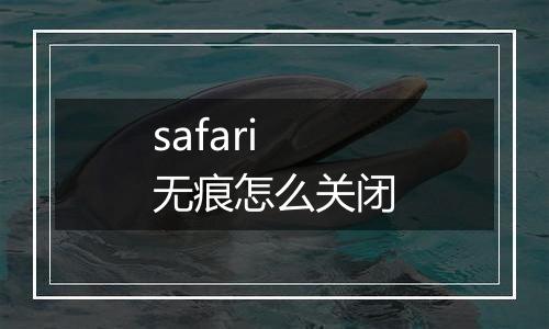 safari无痕怎么关闭