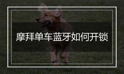 摩拜单车蓝牙如何开锁