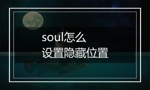 soul怎么设置隐藏位置