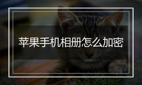 苹果手机相册怎么加密