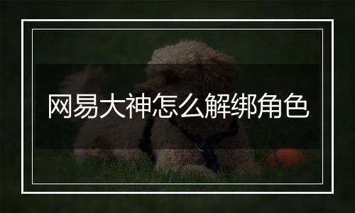 网易大神怎么解绑角色