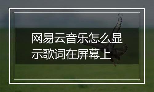 网易云音乐怎么显示歌词在屏幕上