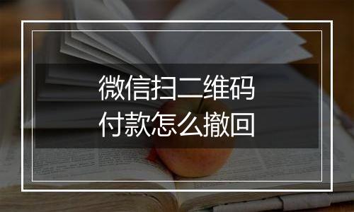 微信扫二维码付款怎么撤回