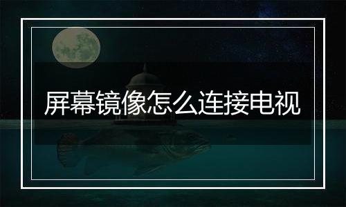 屏幕镜像怎么连接电视