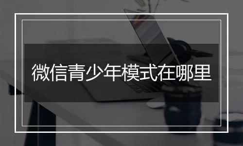 微信青少年模式在哪里