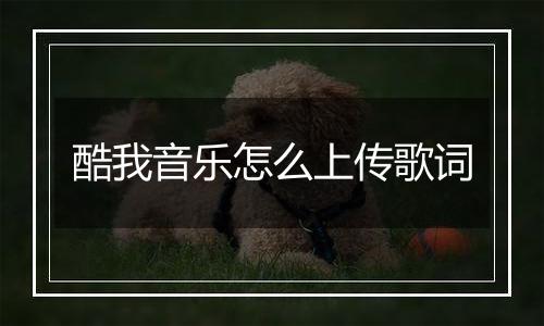 酷我音乐怎么上传歌词