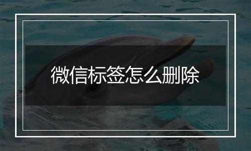 微信标签怎么删除