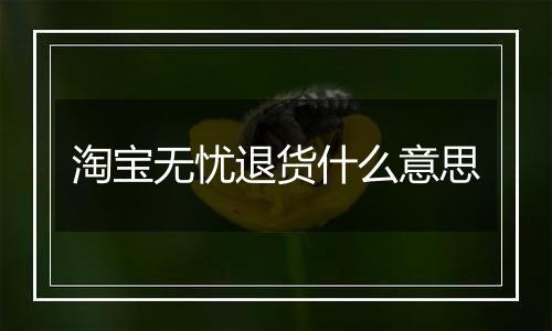 淘宝无忧退货什么意思