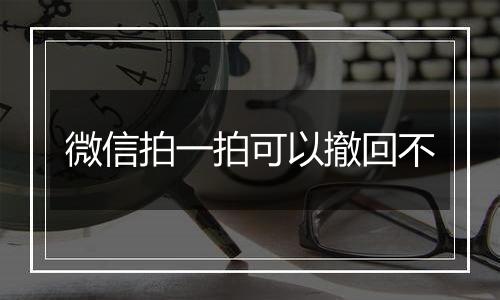 微信拍一拍可以撤回不
