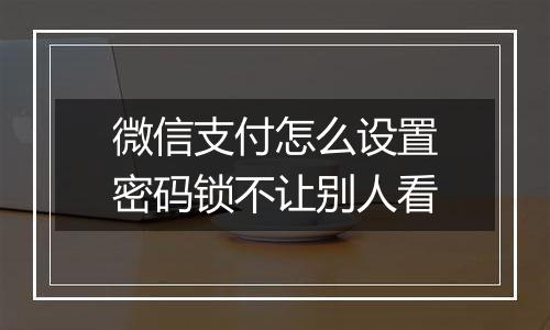微信支付怎么设置密码锁不让别人看