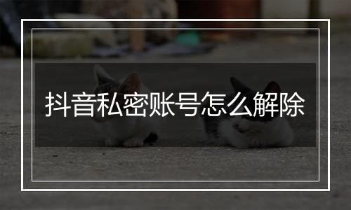 抖音私密账号怎么解除