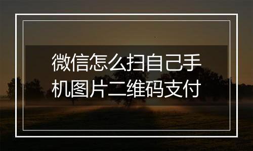 微信怎么扫自己手机图片二维码支付