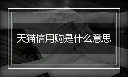 天猫信用购是什么意思
