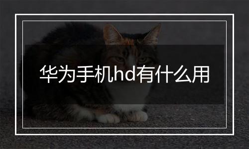 华为手机hd有什么用