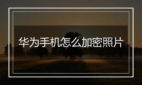 华为手机怎么加密照片